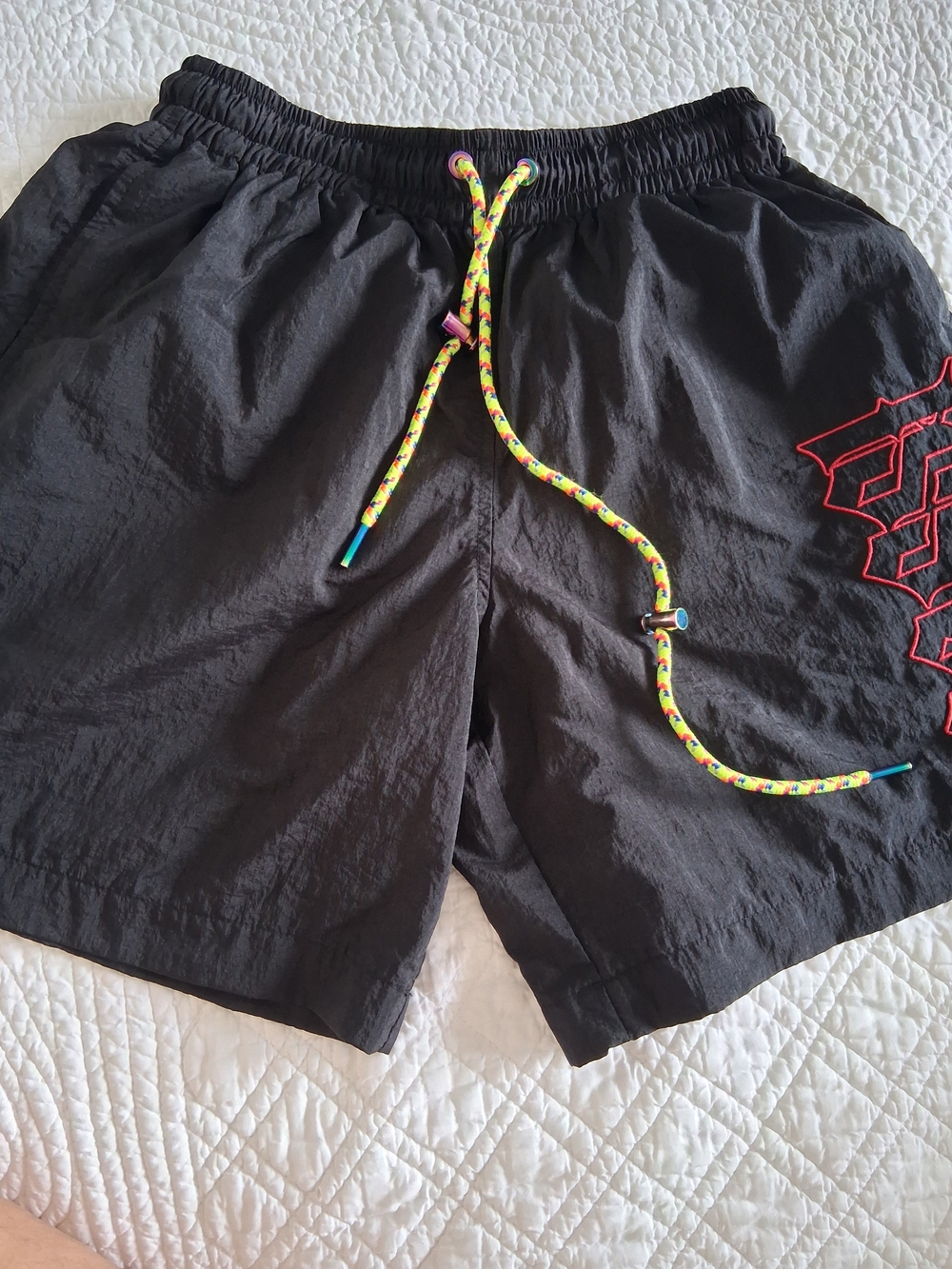 Nino BOSSI Black Men's Shorts with Neon Yellow Drawcord